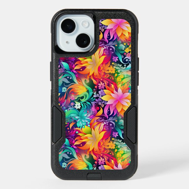 Colorful Rainbow Floral OtterBox iPhone Case (Back)