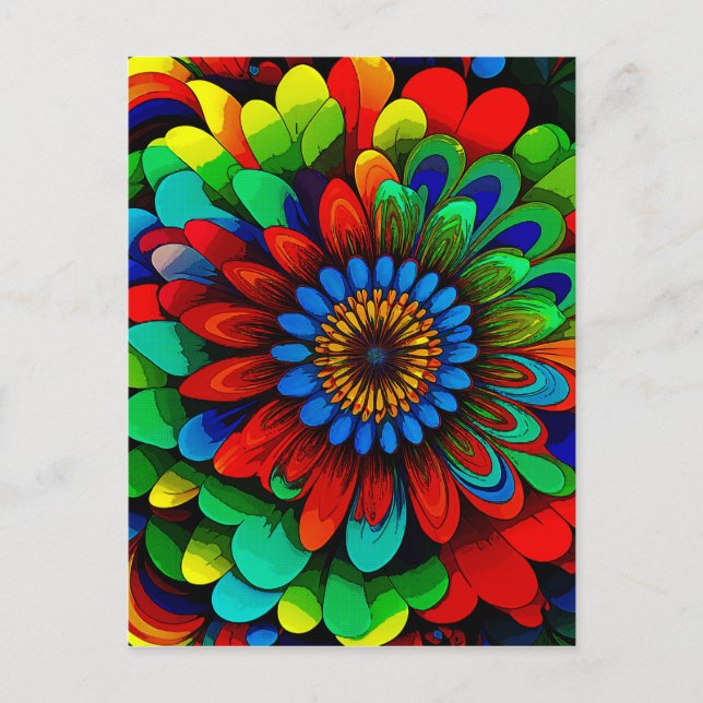 Colorful Rainbow Flower 104 Postcard (Front)