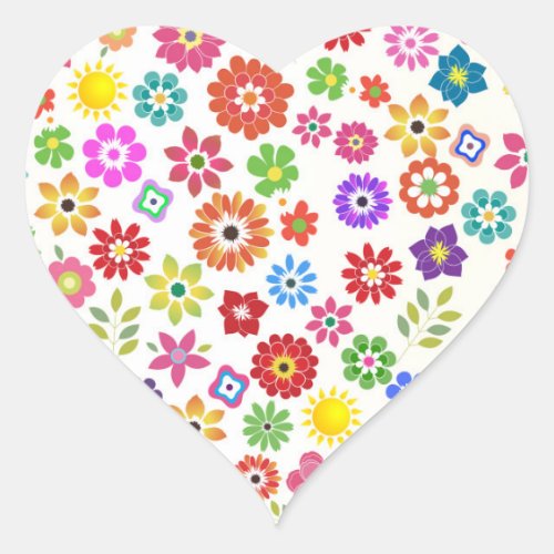 Colorful rainbow flower any occasion heart sticker
