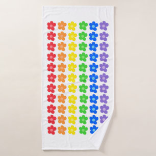Colorful Rainbow Flowers Bath Towel