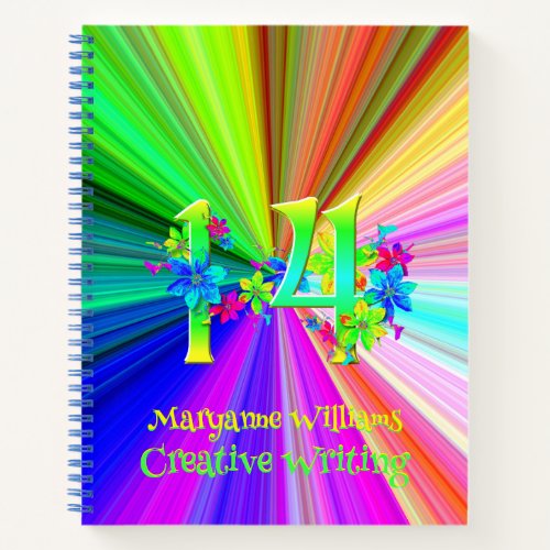 Colorful Rainbow Flowers for 14 Year Old Notebook