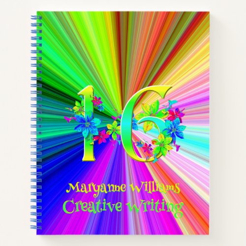Colorful Rainbow Flowers for 16 Year Old Notebook