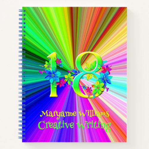 Colorful Rainbow Flowers for 18 Year Old Notebook