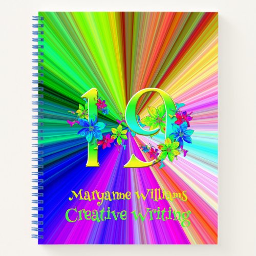 Colorful Rainbow Flowers for 19 Year Old Notebook