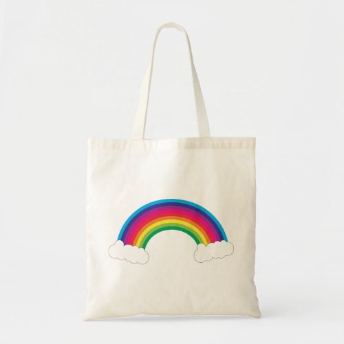 Colorful Rainbow Fluffy White Clouds Tote Bag