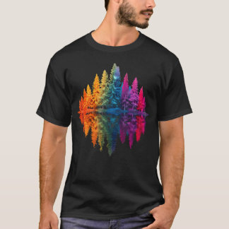 Colorful Rainbow Forest Trees Reflection Wildlife T-Shirt