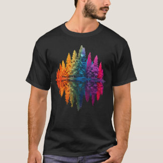 Colorful Rainbow Forest Trees Reflection Wildlife T-Shirt