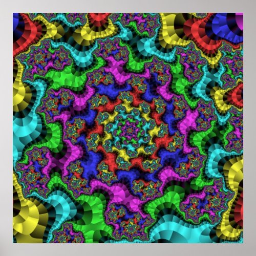 Colorful Rainbow Fractal Poster