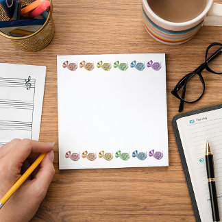 Colorful Rainbow French Horn Musical Instrument Notepad
