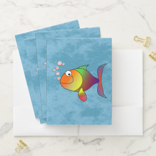 Colorful Rainbow Fun Smiling Cute Fish Pocket Folder