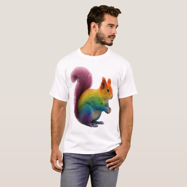  Colorful Rainbow Fur Squirrel Sticker  T-Shirt (Front Full)