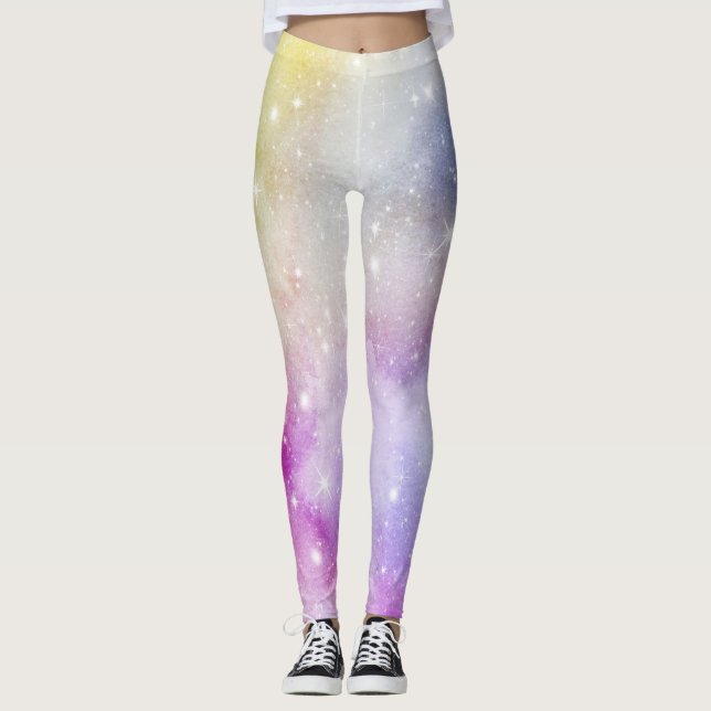 Colorful Rainbow Galaxy Pattern Leggings (Front)