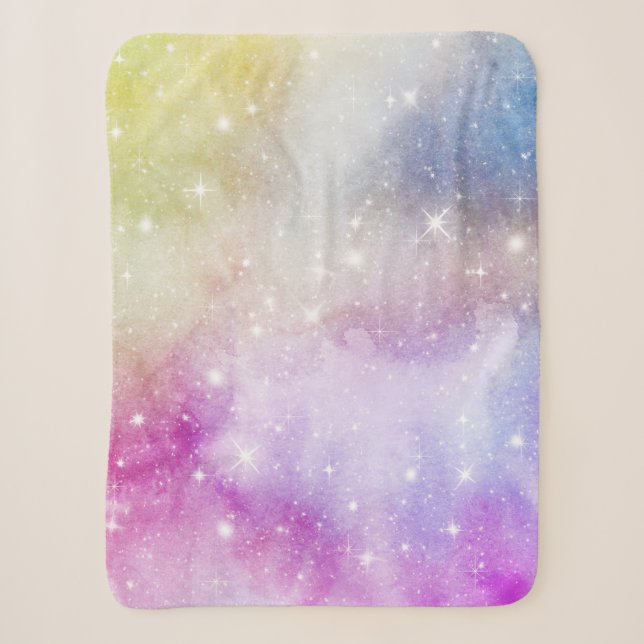 Colorful Rainbow Galaxy Pattern Sherpa Blanket (Front)