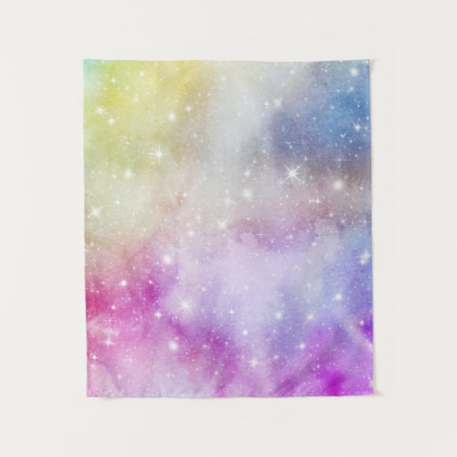 Colorful Rainbow Galaxy Pattern Tapestry (Front)