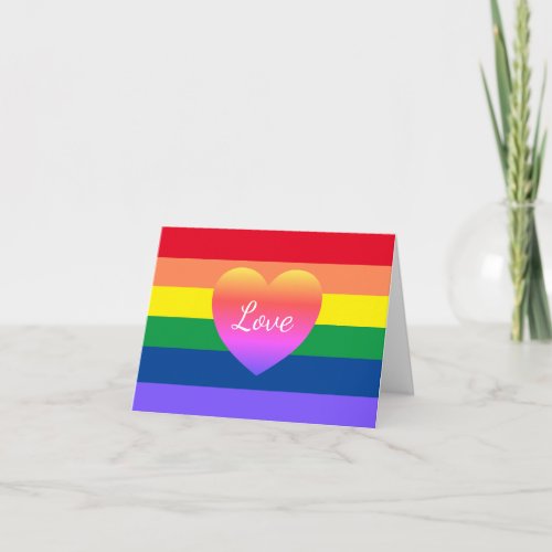 Colorful Rainbow Gay Pride Love Heart  Card