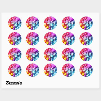 Colorful Rainbow Gem Stone Rocks Classic Round Sticker