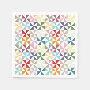 Colorful Rainbow Geometric Pinwheels Napkins