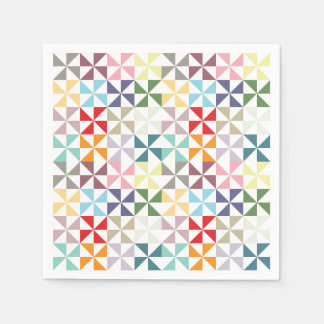 Colorful Rainbow Geometric Pinwheels Napkins