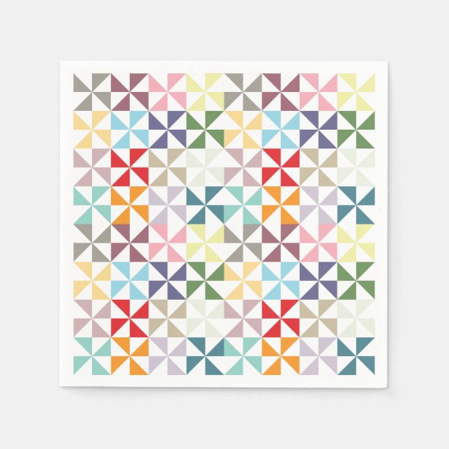 Colorful Rainbow Geometric Pinwheels Napkins (Front)