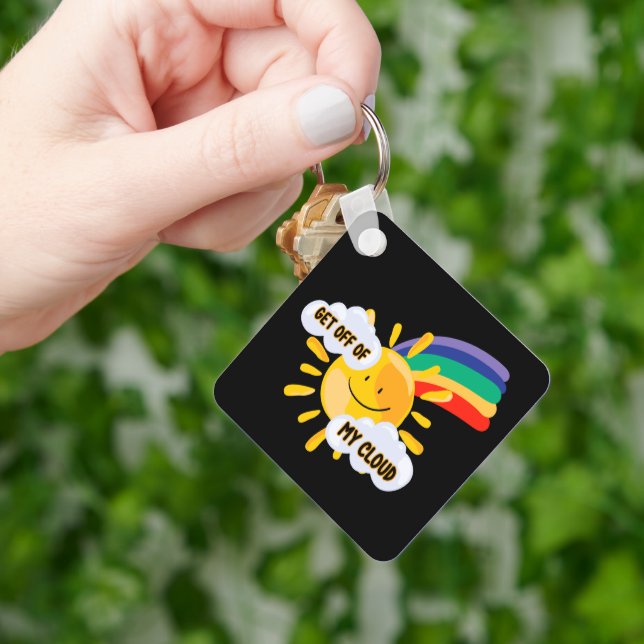 Colorful Rainbow Get Off of My Cloud Keychain (Hand)