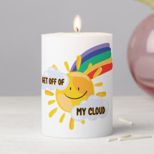 Colorful Rainbow Get Off of My Cloud  Pillar Candle