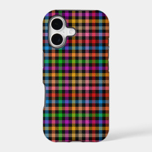 Colorful Rainbow Gingham Plaid Design - Black iPhone 17 Case