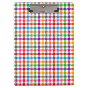 Colorful Rainbow Gingham Plaid Design - White Clipboard