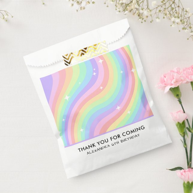 Colorful Rainbow Girl 6th Birthday Favor Bag (Sealed)