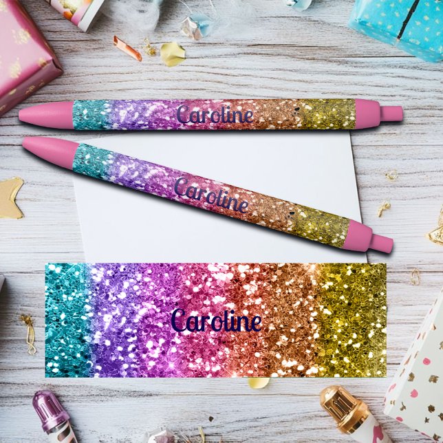 Colorful Rainbow Glitter Custom Name Pen (Creator Uploaded)