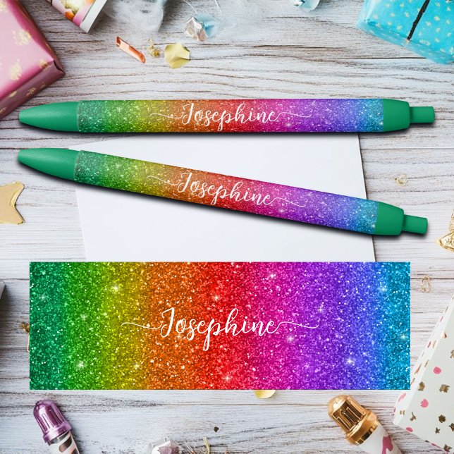 Colorful Rainbow Glitter Custom Name Pen (Creator Uploaded)