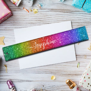 Colorful Rainbow Glitter Custom Name Ruler
