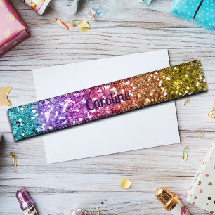 Colorful Rainbow Glitter Custom Name Ruler