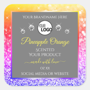 Colorful Rainbow Glitter Gray Product Labels Logo