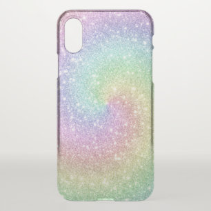 Colorful Rainbow Glitter Spiral Modern iPhone X Case