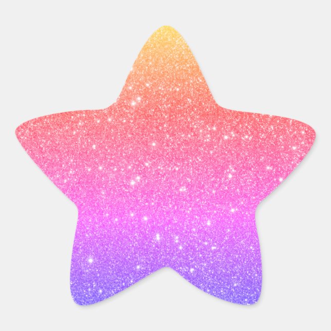 Colorful Rainbow Glitter  Star Sticker (Front)
