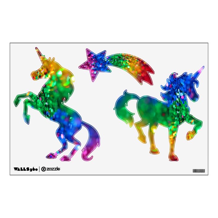 Colorful Rainbow Glitter Unicorn Girl S Room Decor Wall Decal