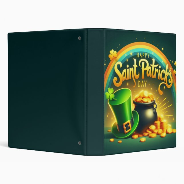 Colorful rainbow gold Saint Patrick's Day 3 Ring Binder (Background)