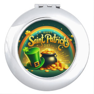 Colorful rainbow gold Saint Patrick's Day Compact Mirror