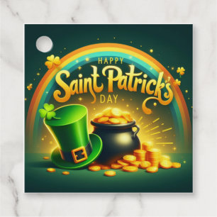 Colorful rainbow gold Saint Patrick's Day Favor Tags