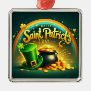 Colorful rainbow gold Saint Patrick's Day Metal Ornament