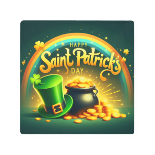 Colorful rainbow gold Saint Patrick's Day Metal Print