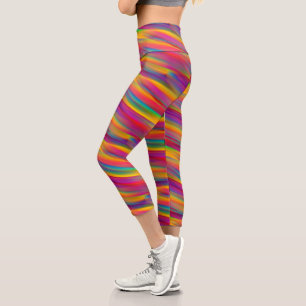 Colorful Rainbow Gradient Capri Leggings