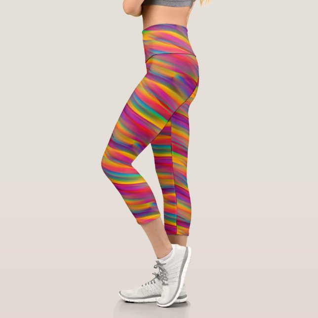 Colorful Rainbow Gradient Capri Leggings (Left)