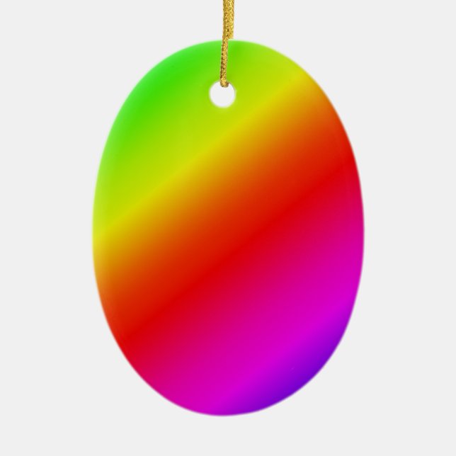 Colorful Rainbow Gradient Diagonal Blend Ceramic Ornament (Front)
