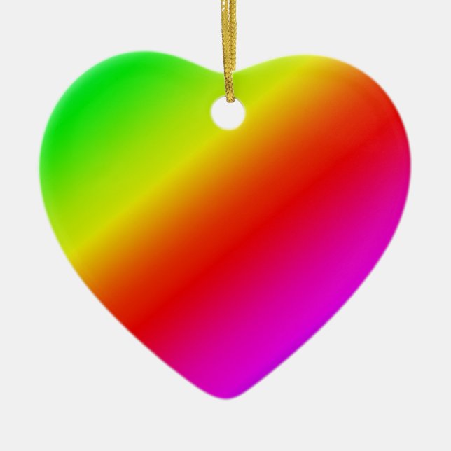 Colorful Rainbow Gradient Diagonal Blend Ceramic Ornament (Front)