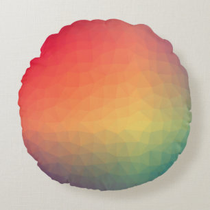 Colorful rainbow gradient geometric round pillow