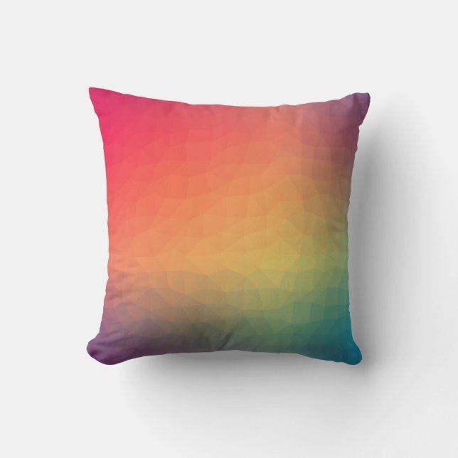 Colorful rainbow gradient geometric throw pillow (Front)