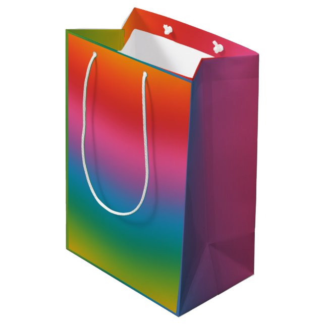 Colorful Rainbow Gradient  Medium Gift Bag (Back Angled)