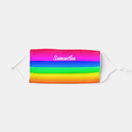 Colorful Rainbow Gradient White Name Adult Cloth Face Mask
