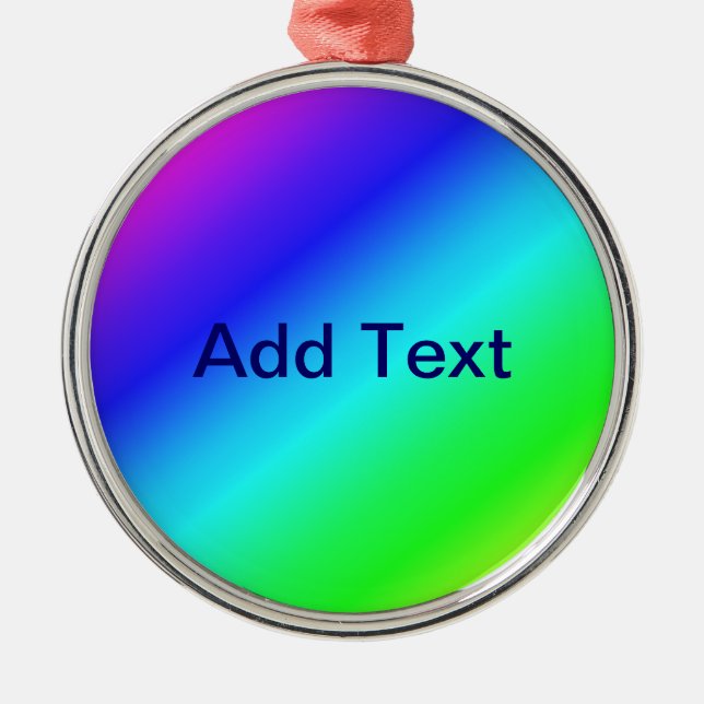 Colorful Rainbow Green Blue Purple Diagonal Blend Metal Ornament (Front)